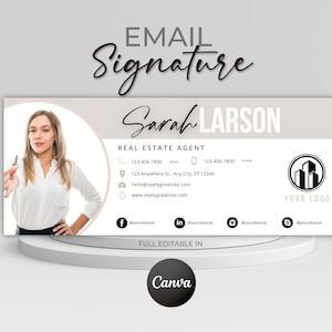 E-mailhandtekeningsjabloon Onroerend goed | E-mail makelaar | Handtekeningontwerp en e-mailsjabloon met handtekeninglogo | Canva-sjablonen