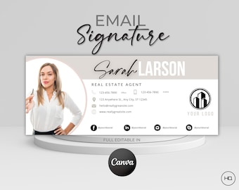 Email Signature Template Real Estate | Realtor Email | Signature Design and Email Template with signature logo | Canva Templates