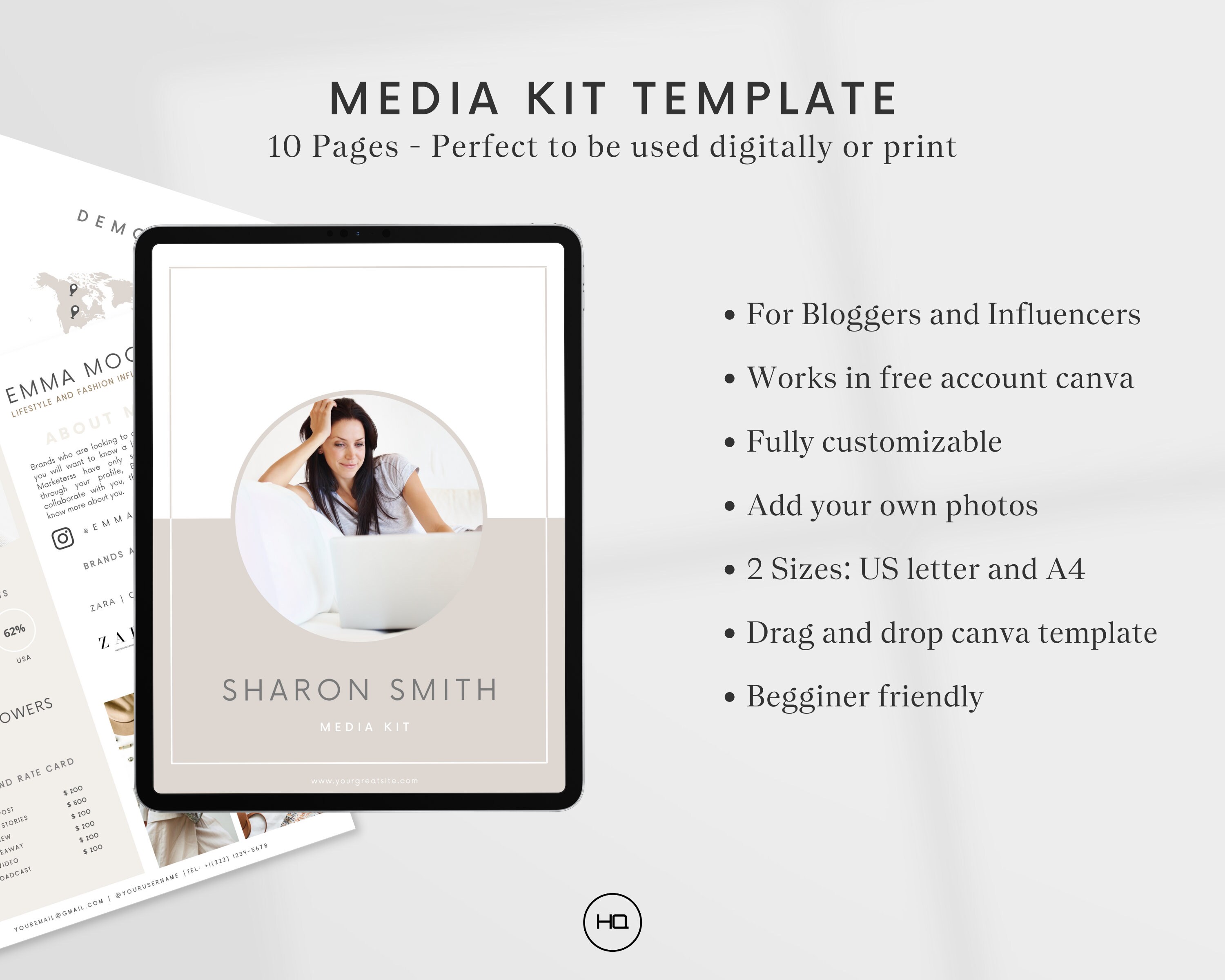 Media Kit Template Canva | 10 Pages for Influencer Media Kit and ...