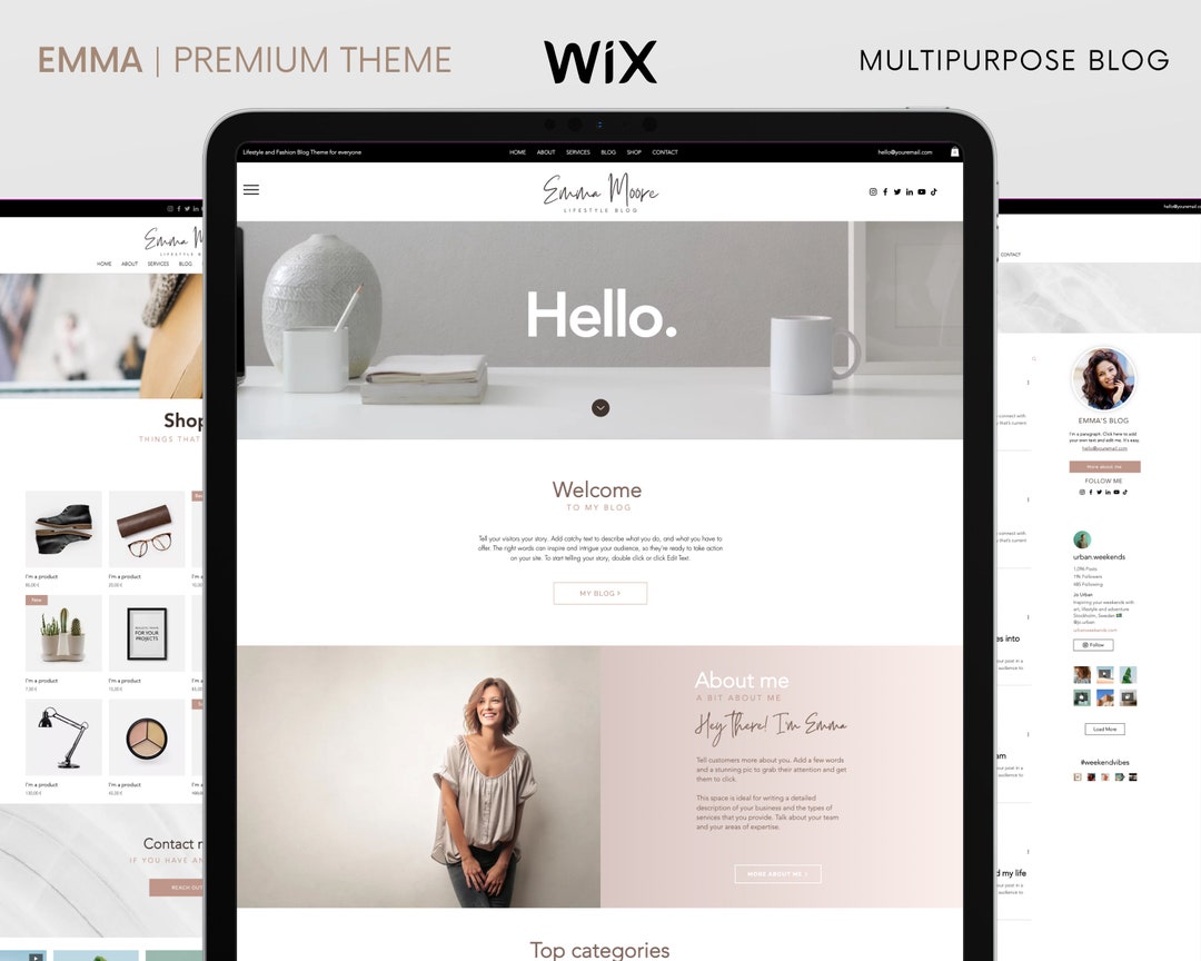 Wix Website Template Website Design Premium Wix Theme Wix Blog