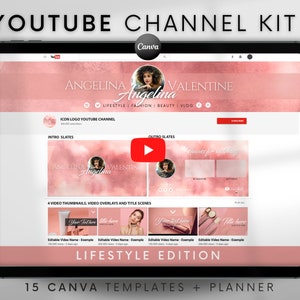 Youtube Channel Kit | Youtube Banner, Intro, Outro, Video Overlay, Thumbnails | Professional Youtube Branding Kit Editable Canva Templates