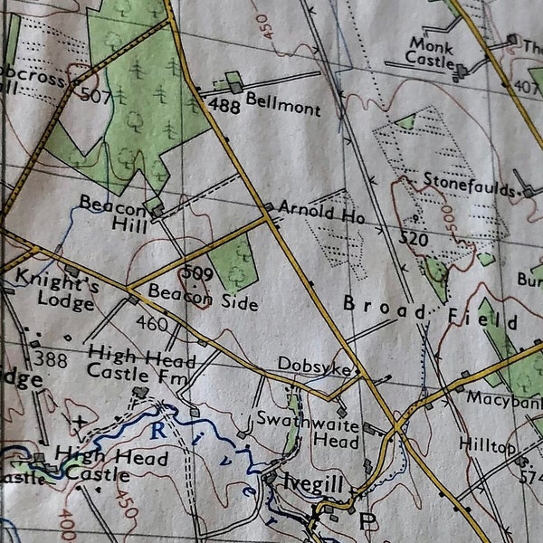 ORDNANCE SURVEY MAP of Penrith, Great Britain dated 1955. Cloth Finish, One-Inch Map of Penrith.