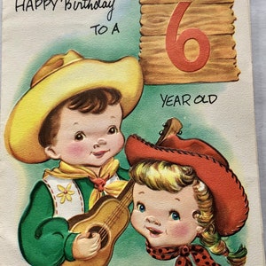 GEBURTSTAG.Cowboy, Cowgirl, Gitarre, 6 Jahre alt, Gitarre, Pop-Up, 11 x 15 cm, Sterling Cards