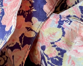 LAURA ASHLEY Vintage SASH. From the 1970’s, cotton, Floral, pink and Blue
