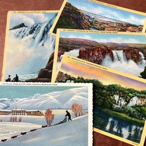 9 IDAHO POSTCARDS all produced by Wesley Andrews Co., six in “C.T. Art Colortone” Linen Finish and  three not. Beautiful color scenes.