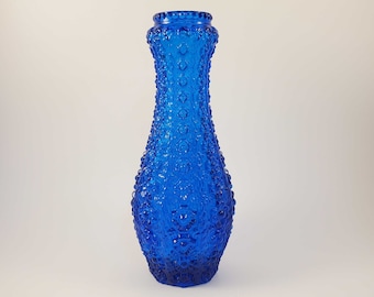 Vintage Blue Pressed Glass Floral Vase by Oberglas Austria