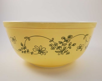 bol à mélanger vintage Shenandoah Pyrex en jaune et vert (403)