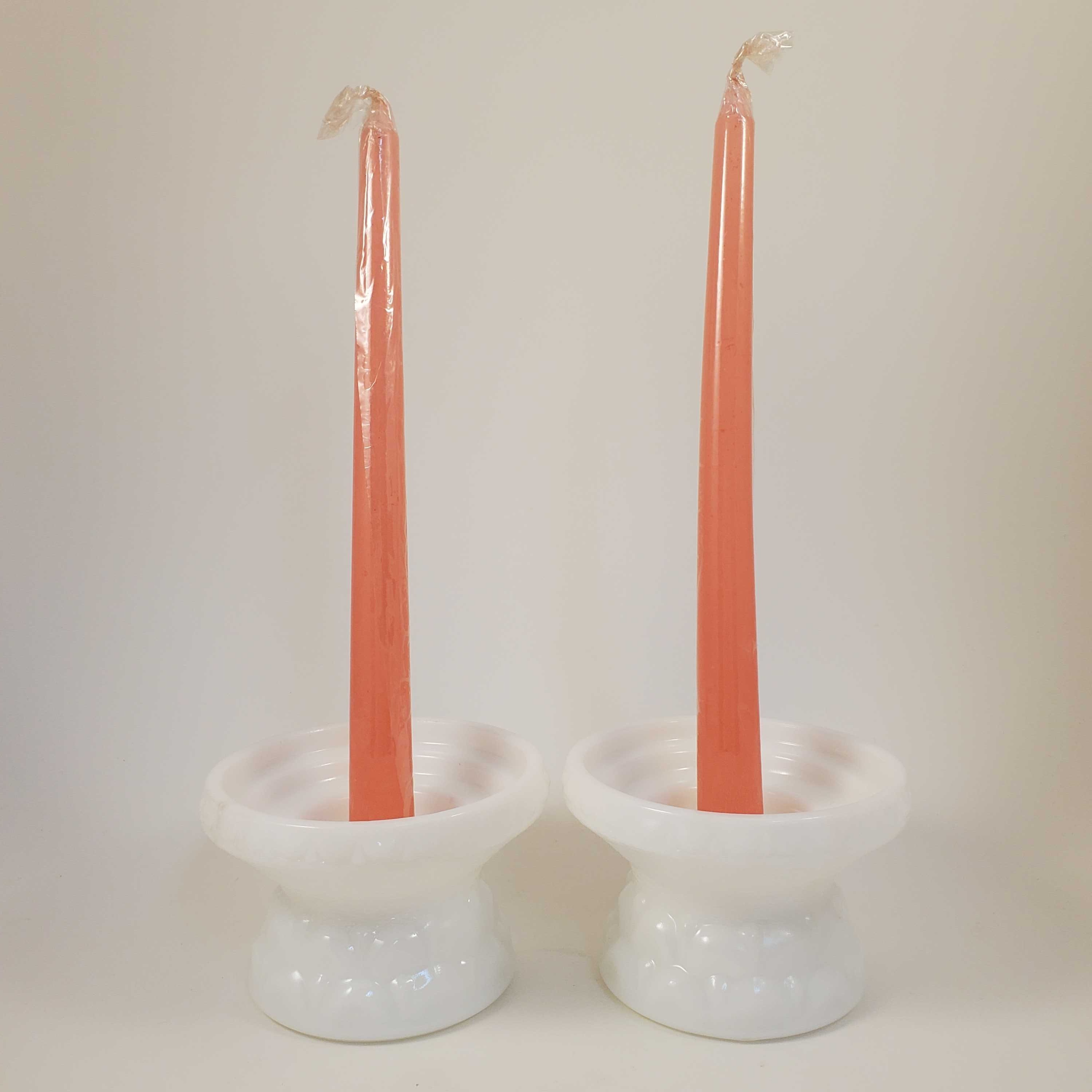 Vintage Milk Glass Candle Holders Set of 2 Etsy
