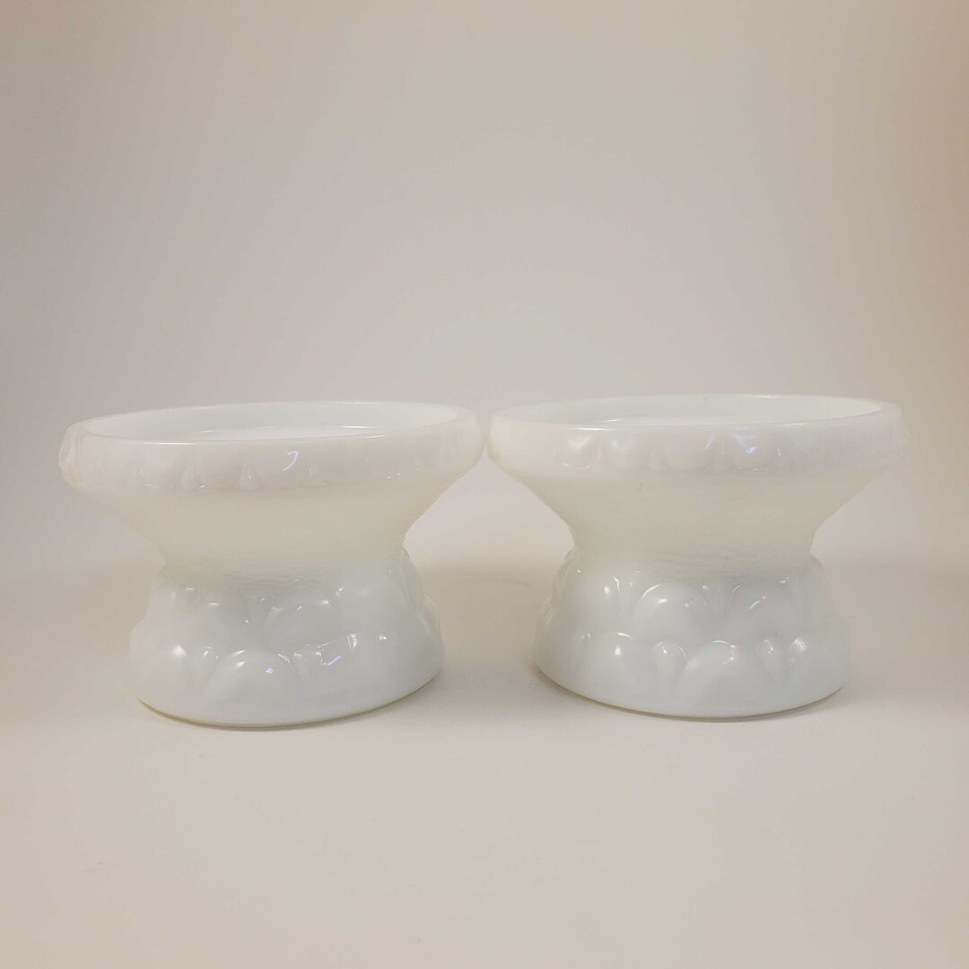 Vintage Milk Glass Candle Holders Set of 2 Etsy