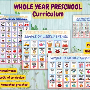 Physical Copy- WHOLE YEAR PRESCHOOL Curriculum Printable for homeschool preschool, 48 themed weeks, 12 months of curriculum