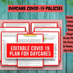 DAYCARE COVID-19 POLICIES/ Childcare Center Editable Policy /Daycare Forms Perfect for Preschool, In Home, Child Care Business
