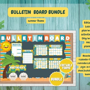 Summer Theme Bulletin Board / Easy And Modern Classroom Decorations / Perfect Themed Display Board / Weekly Meal Plan / Calendar Template
