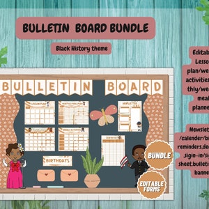 Black History Theme Bulletin Board / Best For Home Day-care's / Editable Newsletter & Weekly Activity / Weekly Meal Plan / Calendar Template