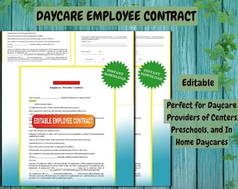 Editable Daycare Employee Contract: Provider Template