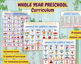 Physical Copy- WHOLE YEAR PRESCHOOL Curriculum Printable for homeschool preschool, 48 themed weeks, 12 months of curriculum