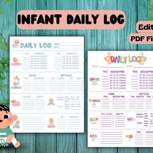 INFANT DAILY LOG/Child Care Tracker/Babysitter Notes/ Daycare Log/Printable Baby Tracker/Infant Daily Sheet/Daycare Report/Licensing Reg