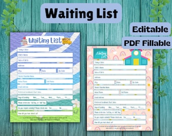Daycare Waiting List Form: Editable Fillable PDF