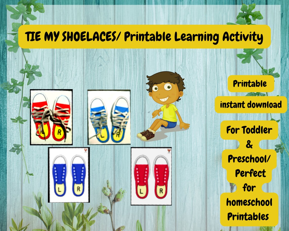 TIE MY SHOELACES/ Printable Learning Activity/ Perfect for Homeschool