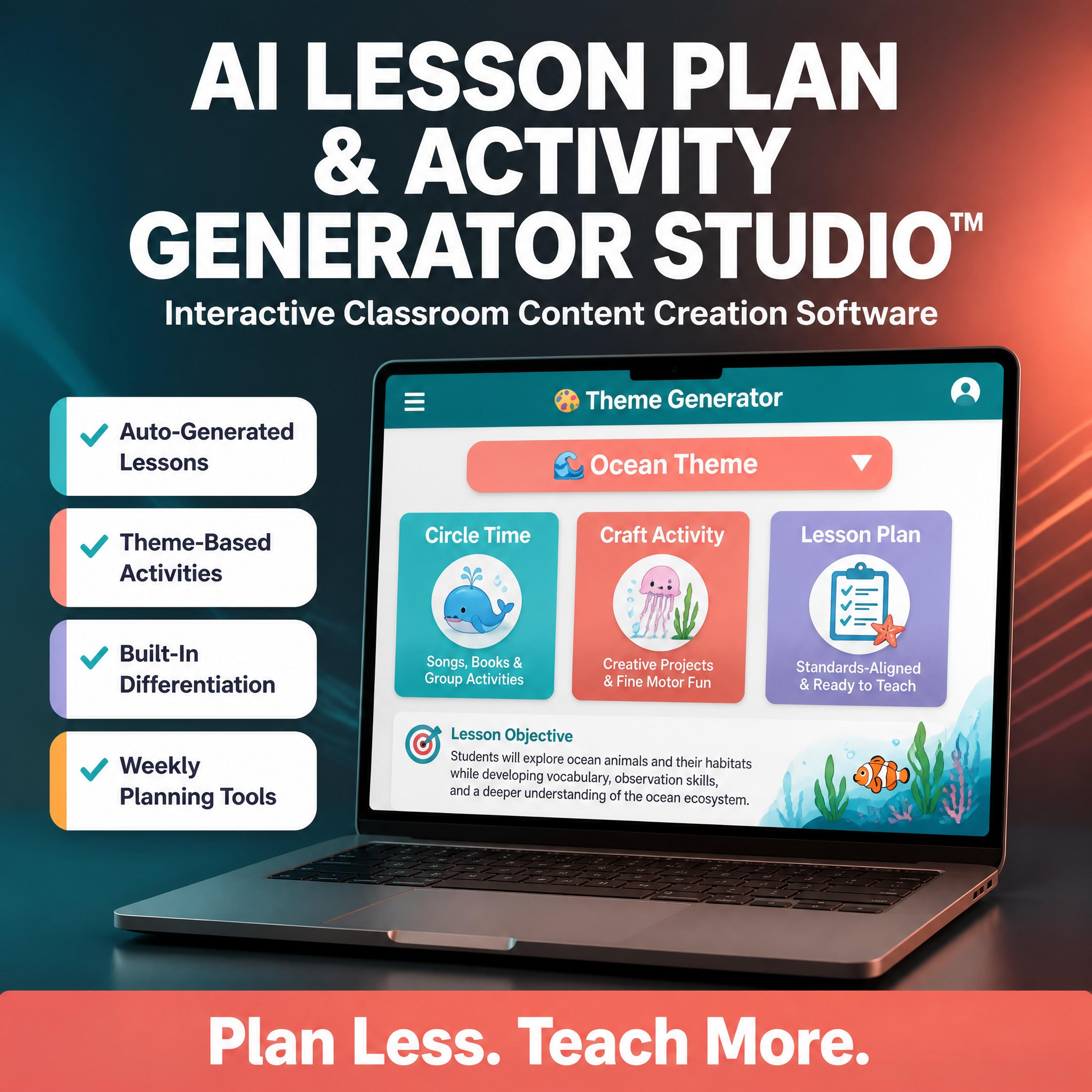 AI Lesson Plan & Activity Generator Studio Editable Teacher Planning System