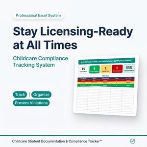 Childcare Student Documentation Tracker | Daycare Compliance System Excel | Child File Checklist | Licensing Tool | Missing Docs Alert
