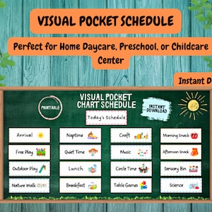 VISUAL POCKET SCHEDULE/ Perfect for Home Daycare, Preschool, or Childcare Center