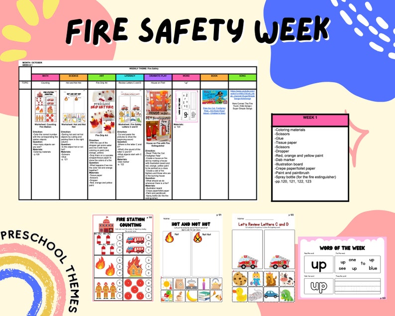 Fire Safety Week Themed Lesson Plan/ Fire Safety Week Activity Etsy