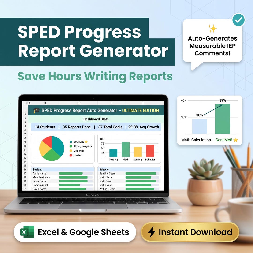 Comment Tracker Guide SPED Progress Report Generator | Special Education Comment Tracker ...