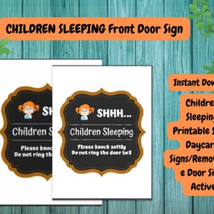 KINDER SCHLAFEN Haustür Schild / Kinder schlafen druckbare Schild / Kindertagesstätte Schilder / abnehmbares Türschild