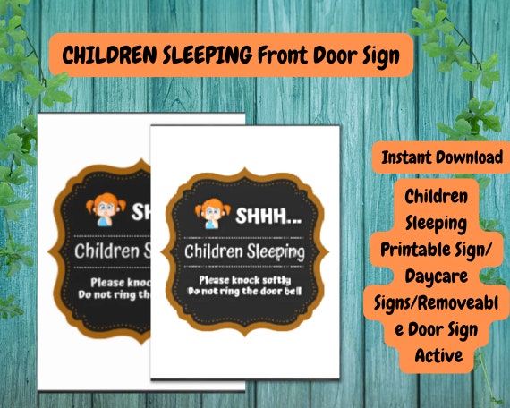 CHILDREN SLEEPING Front Door Sign/children Sleeping Printable | Etsy