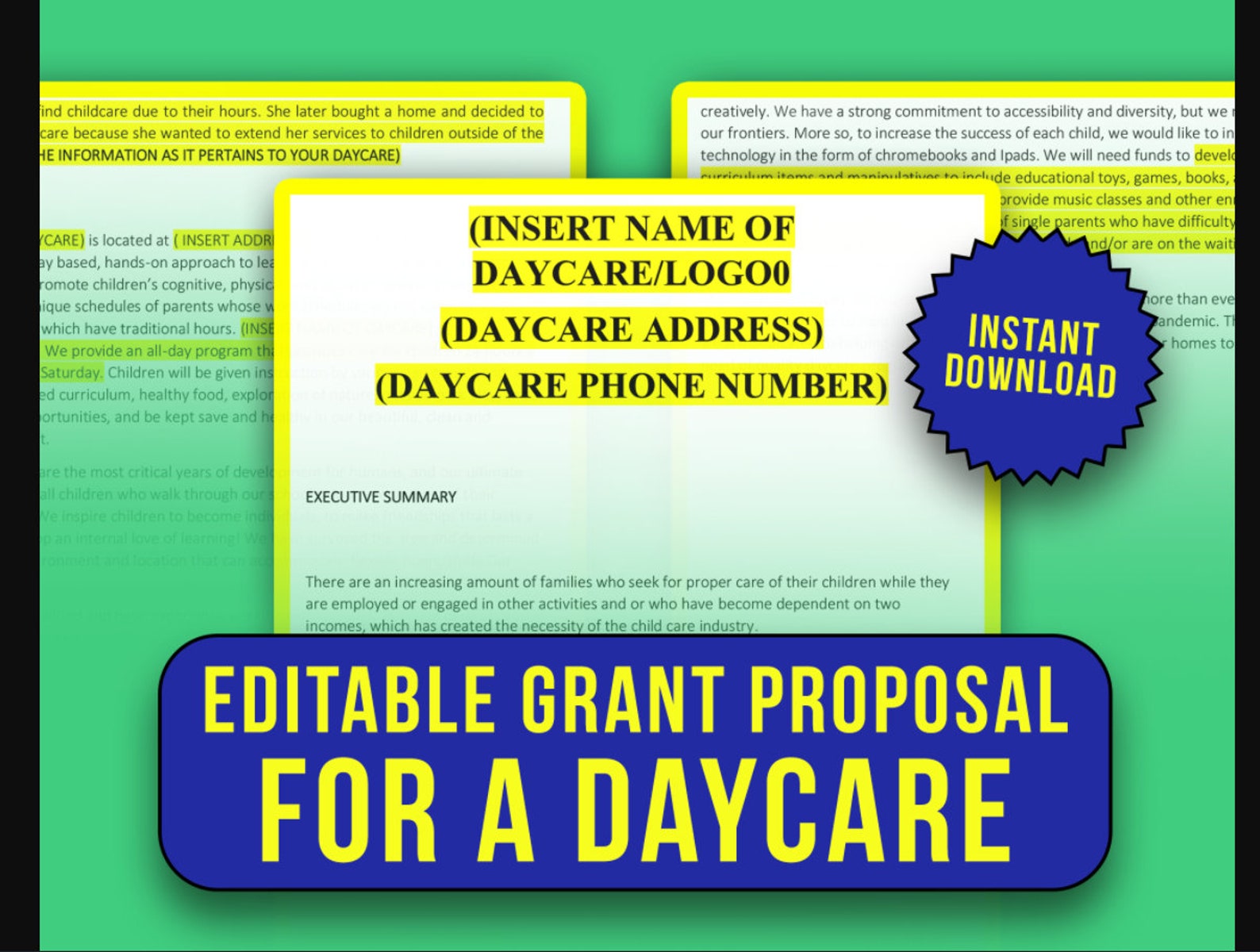 Daycare Provider Grant Writing Proposal Template, Childcare Provider
