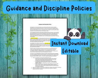Daycare Guidance & Discipline Policy: Editable Template (Digital Download)