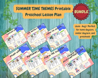 Summer Preschool Lesson Plan Bundle: June-August Themes (PDF)