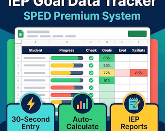 IEP Goal Data Tracker | SPED Progress Monitoring, Auto-Calculate Reports (Google Sheets Excel)