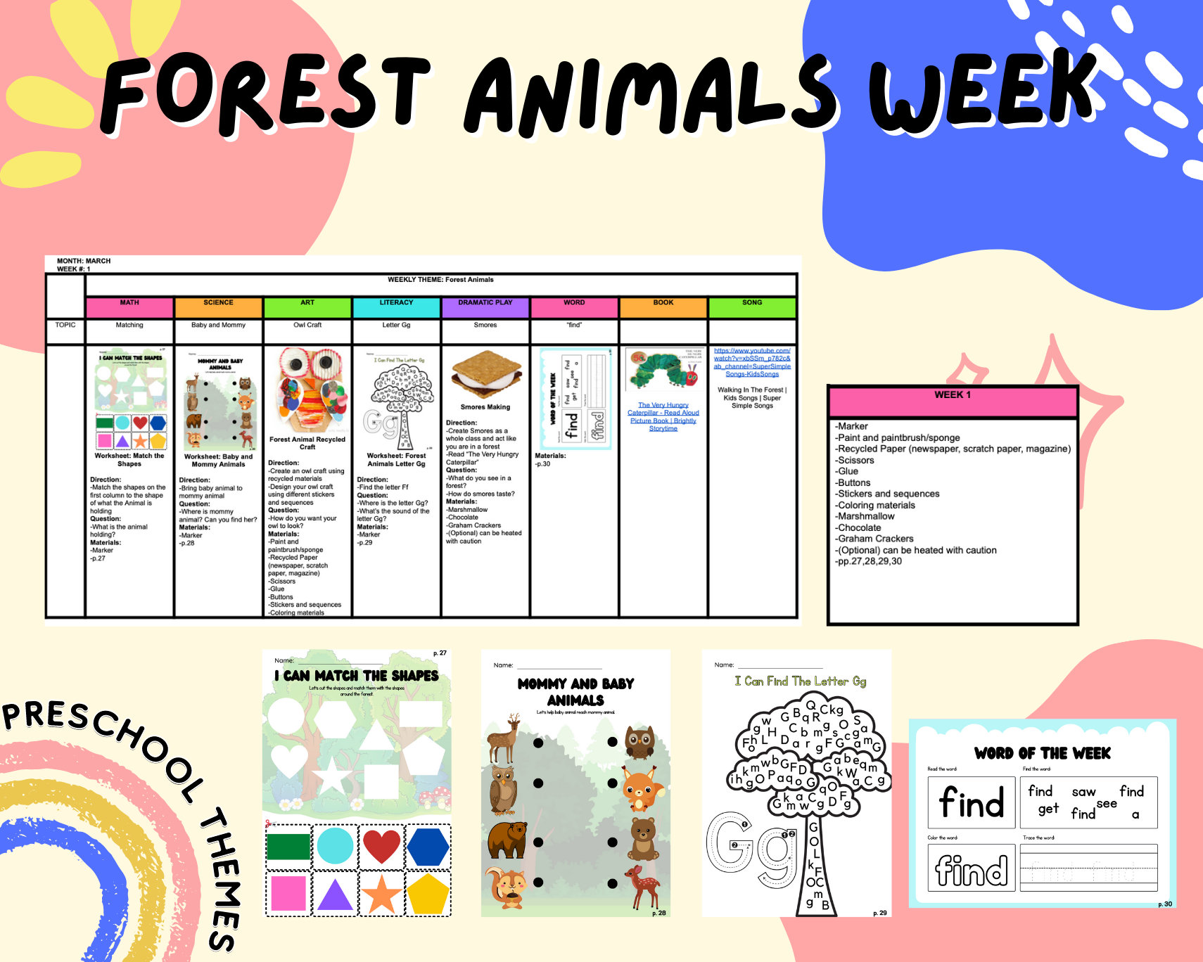 Forest Animals Week Themed Lesson Plan/ Forest Animals Week Etsy