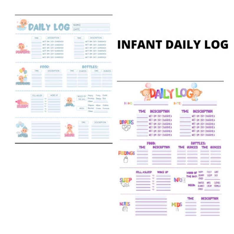 INFANT DAILY Log/child Care Tracker/babysitter Notes/ Daycare Log ...