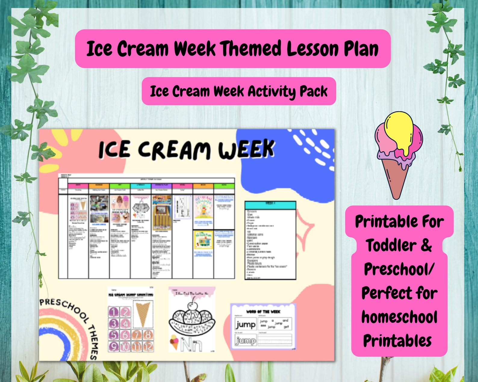 Ice Cream Week Themed Lesson Plan/ Ice Cream Week Activity Etsy
