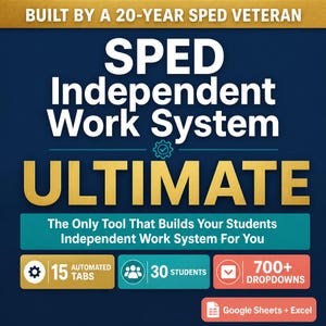 Creador de sistemas de trabajo independiente para educación especial / Planificador de Excel en Google Sheets (Descarga digital)