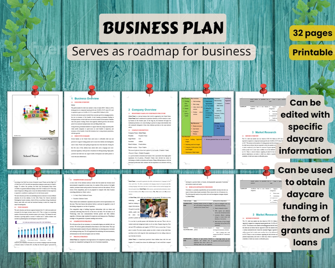 CHILDCARE BUSINESS Plan/business Plan Template Childcare Etsy
