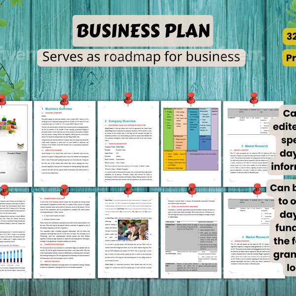 CHILDCARE BUSINESS PLAN/Business Plan Template, Childcare Provider Forms, Editable Templates for Business Loans