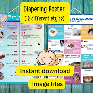 Stapsgewijze luiergids voor baby's Digitale download | Blijf veilig en schoon luierschema voor baby's | Luierprocedure gemakkelijk gemaakt