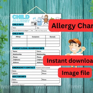 Child Allergy Form for Safe Daycare Environment | Stay Prepared for Allergies in Daycare | Keep Kids Safe | Document Child Allergies