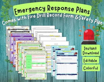 Daycare Emergency Response Plan: Safety & Fire Drill Record (Digital Download)