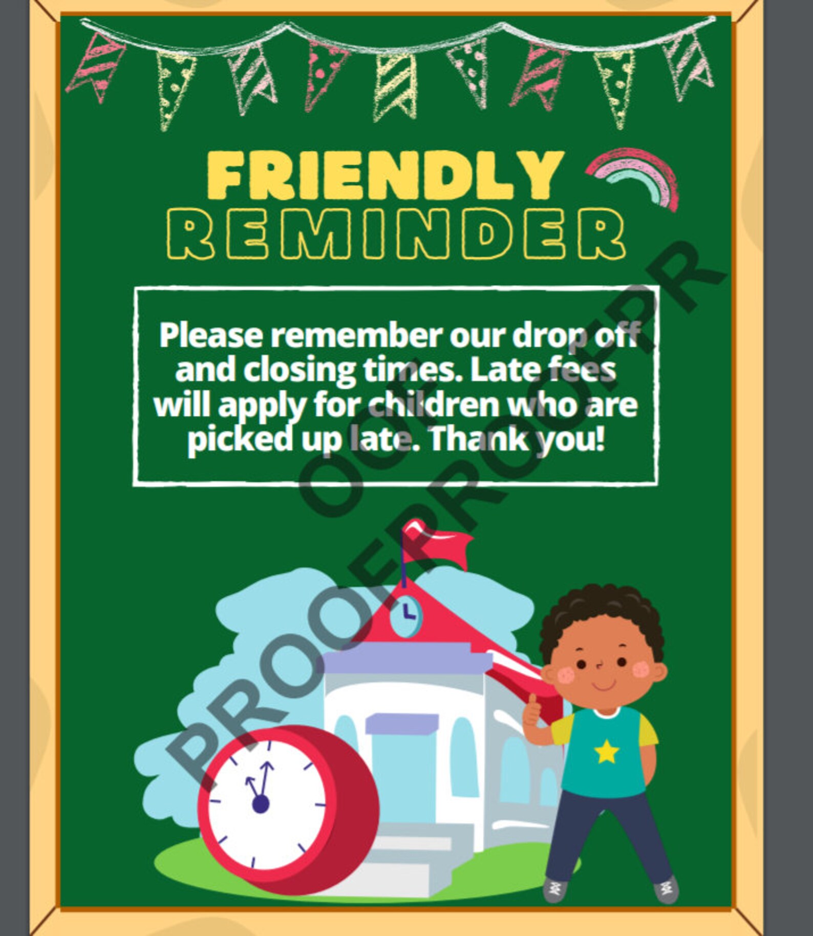 FRIENDLY Reminders/daycare, Preschool, Childcare Business/ 12 Printable ...