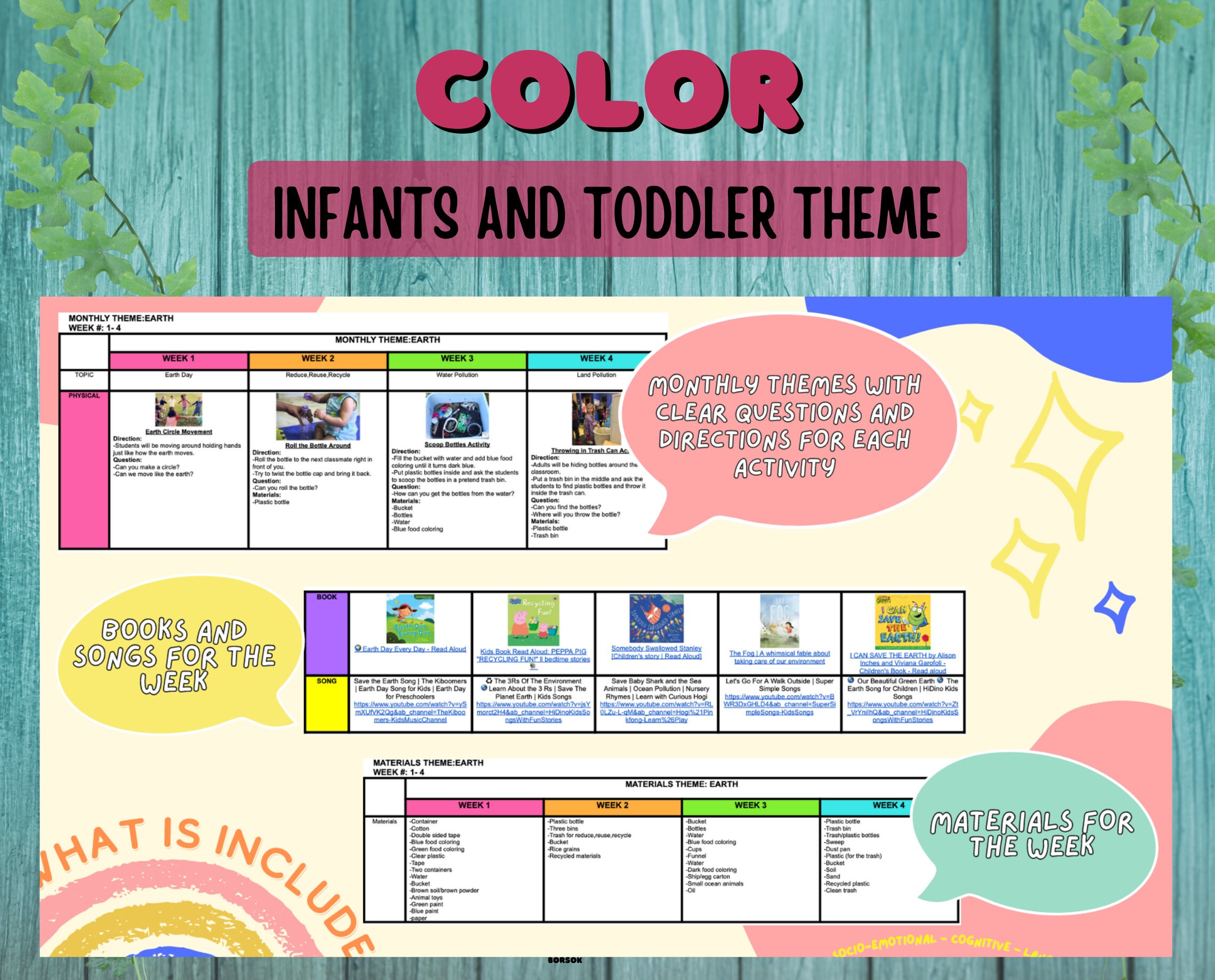 Colors Themed Monthly Lesson Plan/ Color Preschool Activities