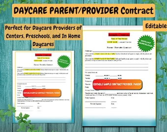 Editable Daycare Parent Provider Contract (Digital Download)