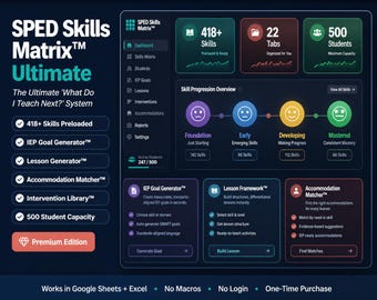 SPED Skills Matrix™ Ultimate | IEP Goal Generator, Lesson Planner, Progress Tracking & Skill Progression System
