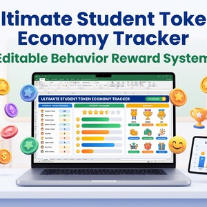 Editable Token Economy Tracker Behavior Reward System Classroom Management SPED Autism ABA Excel Spreadsheet
