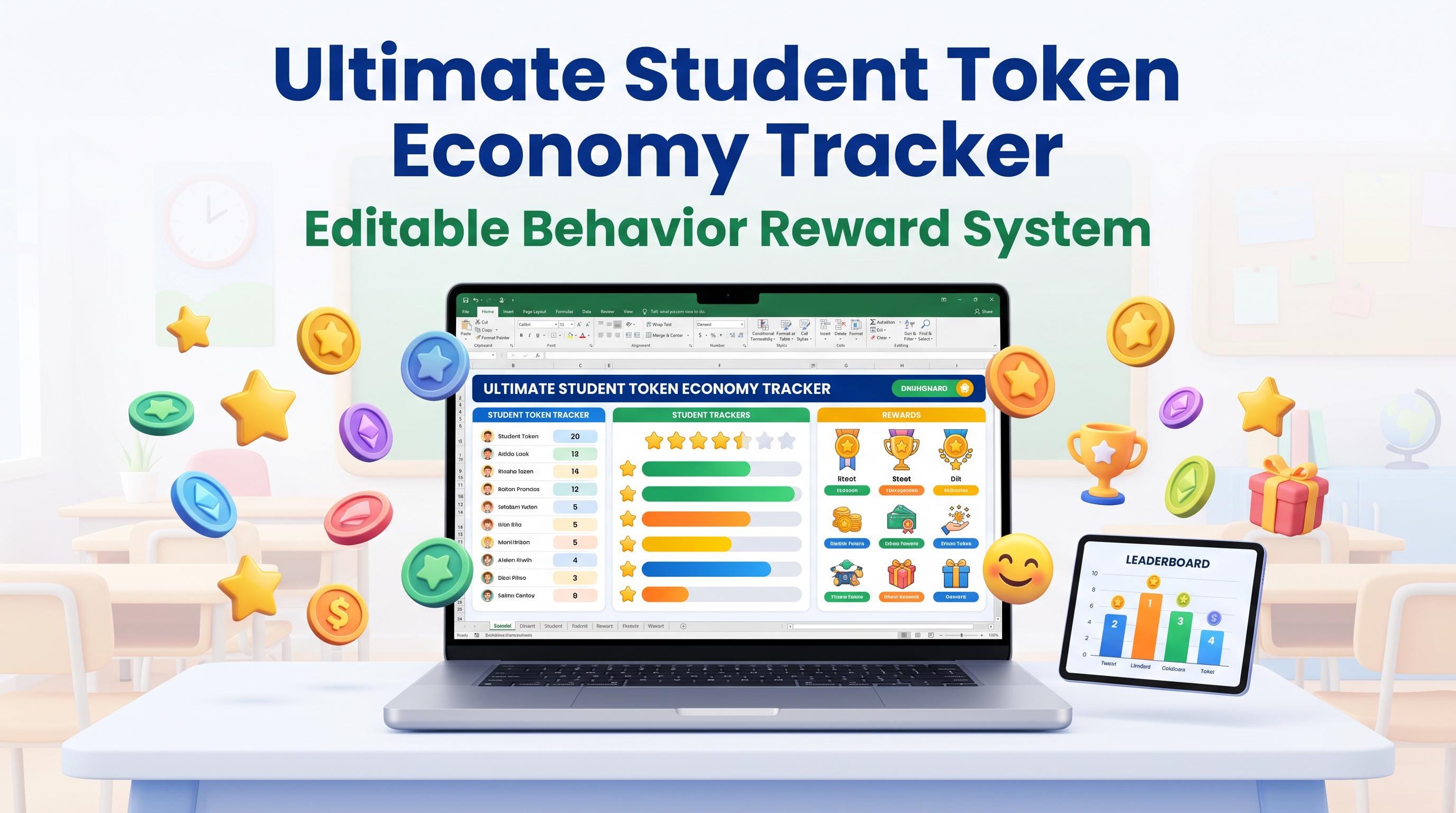 Editable Token Economy Tracker Behavior Reward System Classroom ...