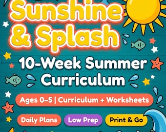 Sunshine & Splash Summer Curriculum | Ages 0-5 Lesson Plans, Worksheets (Digital Download)