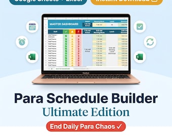 Para Schedule Builder Spreadsheet | SPED Paraprofessional Rotation Planner | Teacher Staffing Tool | Google Sheets Excel